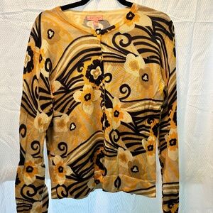 Lilly Pulitzer tan and black cardigan size L